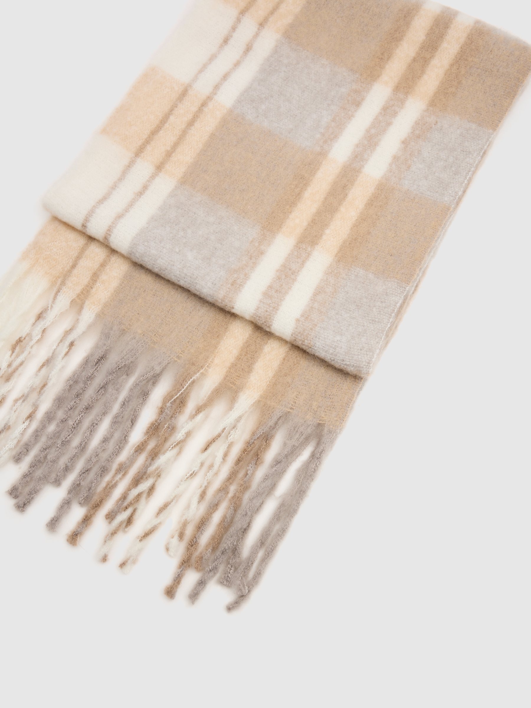 Plaid blanket-type scarf multicolor rolled view
