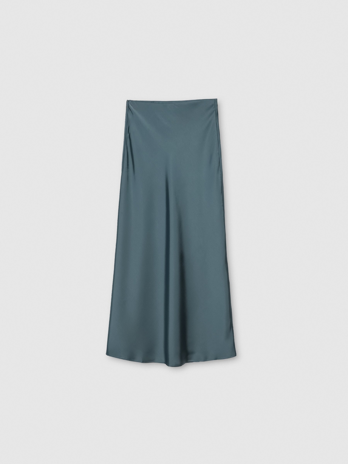 %Pto% Falda midi satinada gris azulado vista frontal