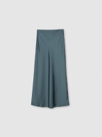 %Pto% Falda midi satinada gris azulado vista frontal