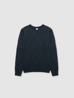 %Pto% Round neck knit sweater petrol blue front view