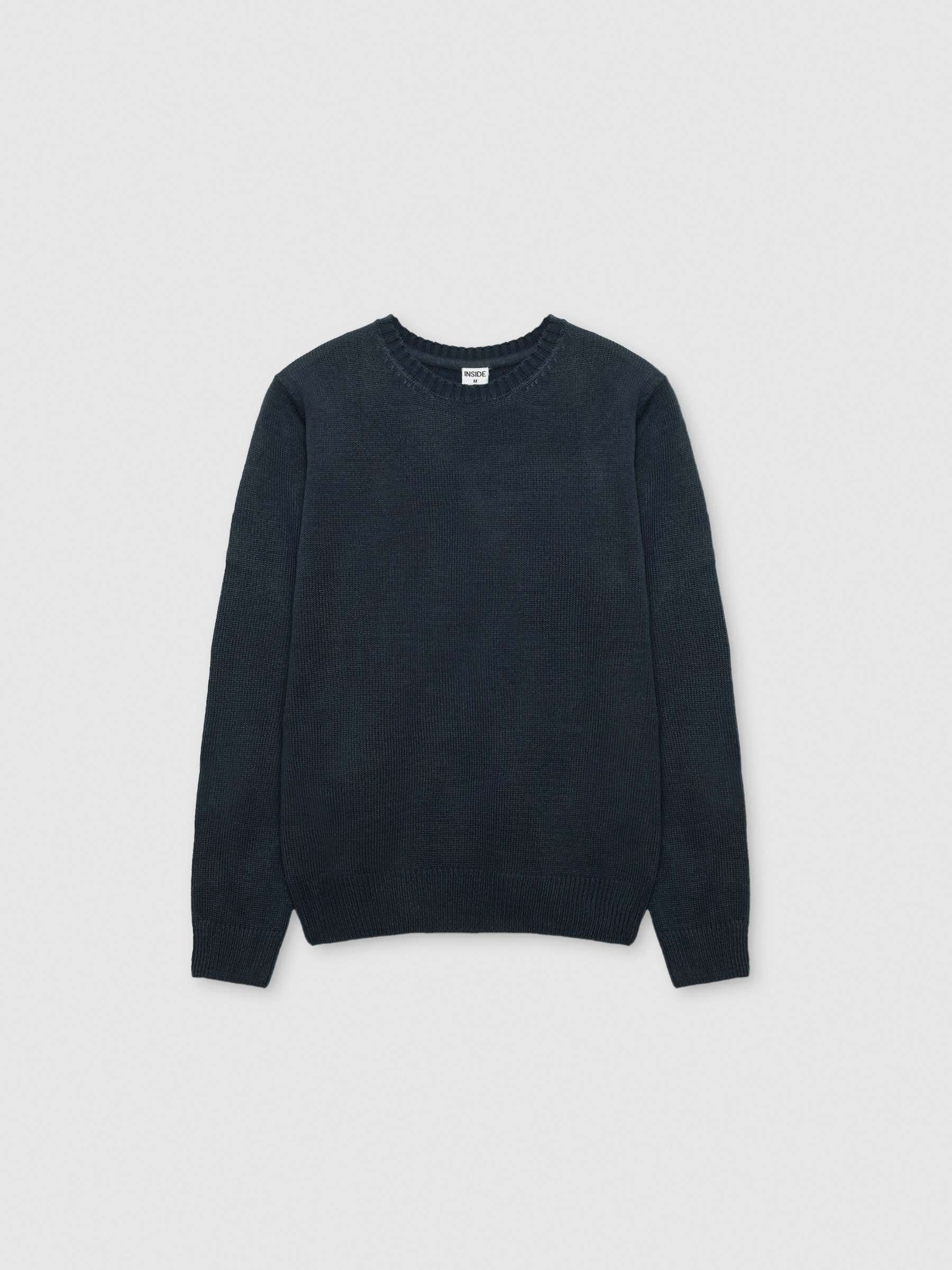  Round neck knit sweater petrol blue front view