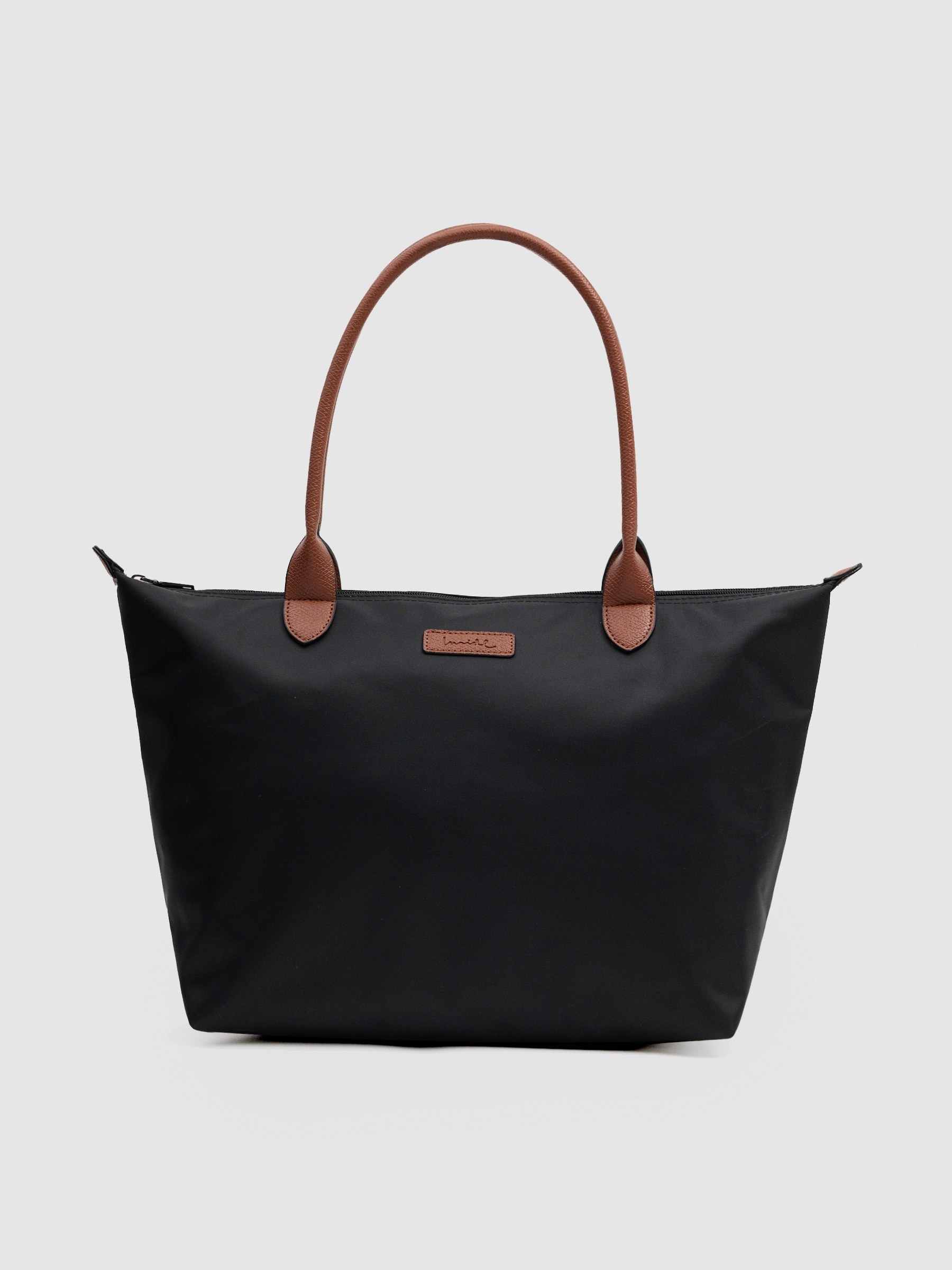 Bolso shopper lona negro vista general frontal