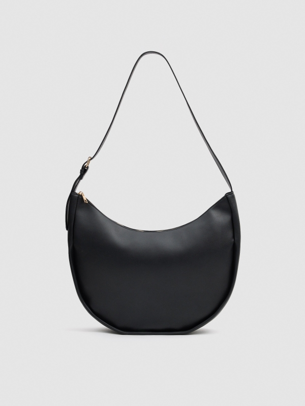 Black faux leather bag black front view