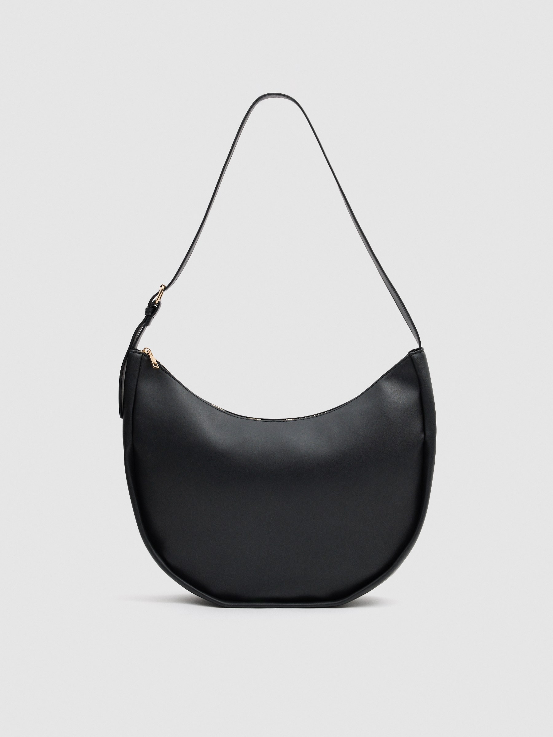 Black faux leather bag black front view