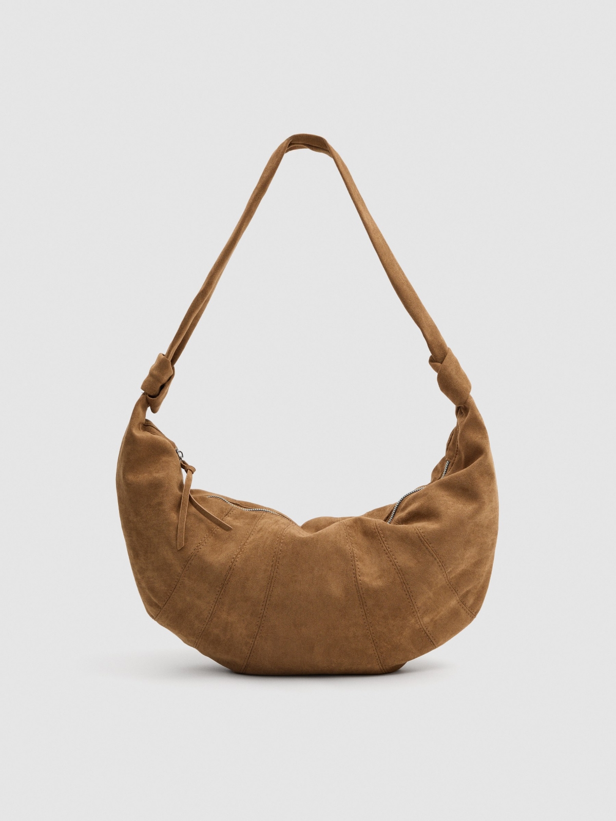 Brown faux leather bag brown front view