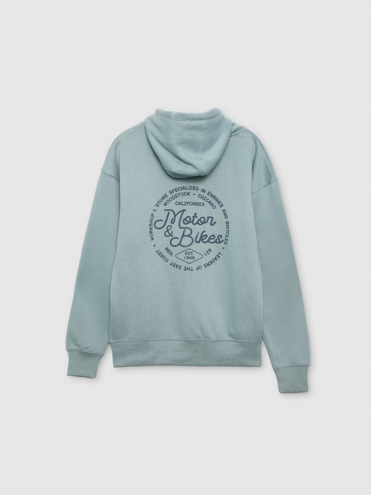Sudadera felpa oversized con capucha azul vista trasera