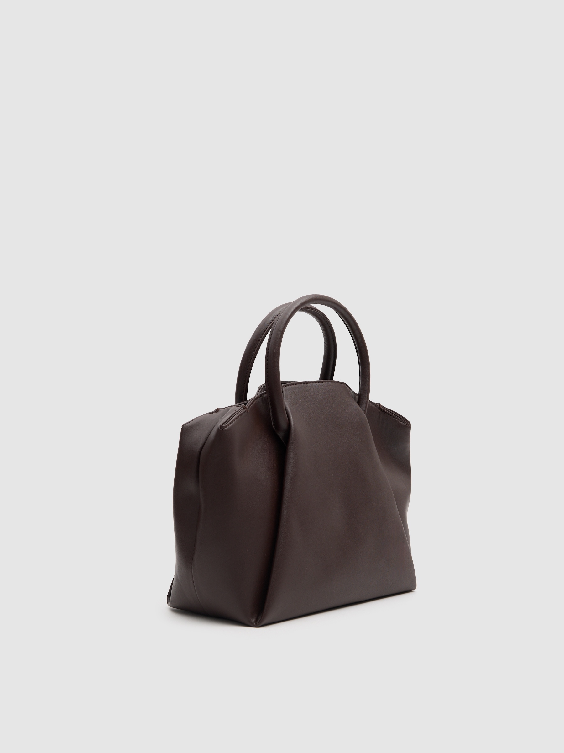 Brown faux leather bag brown front view