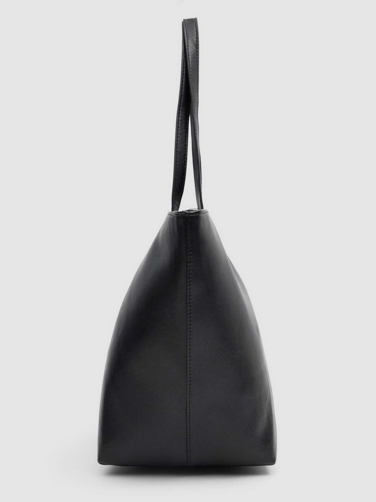 Shopper bag canvas leather effect black inside view