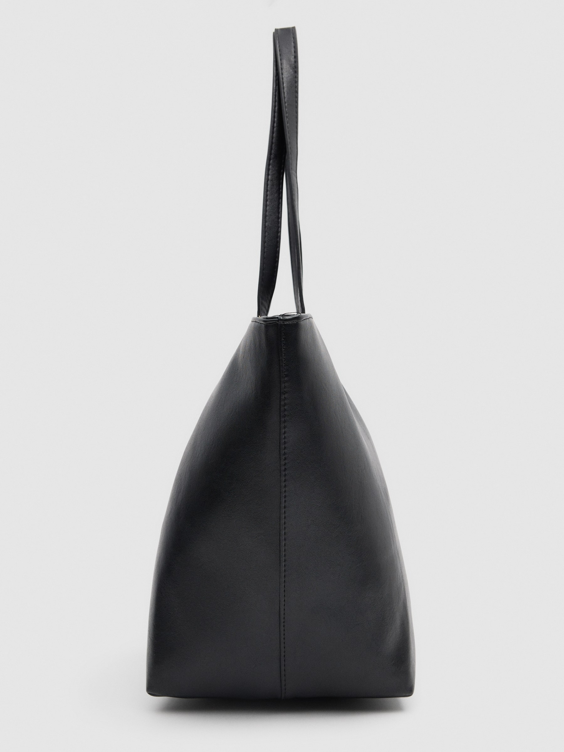 Bolsa shopper lona efeito couro preto vista geral frontal