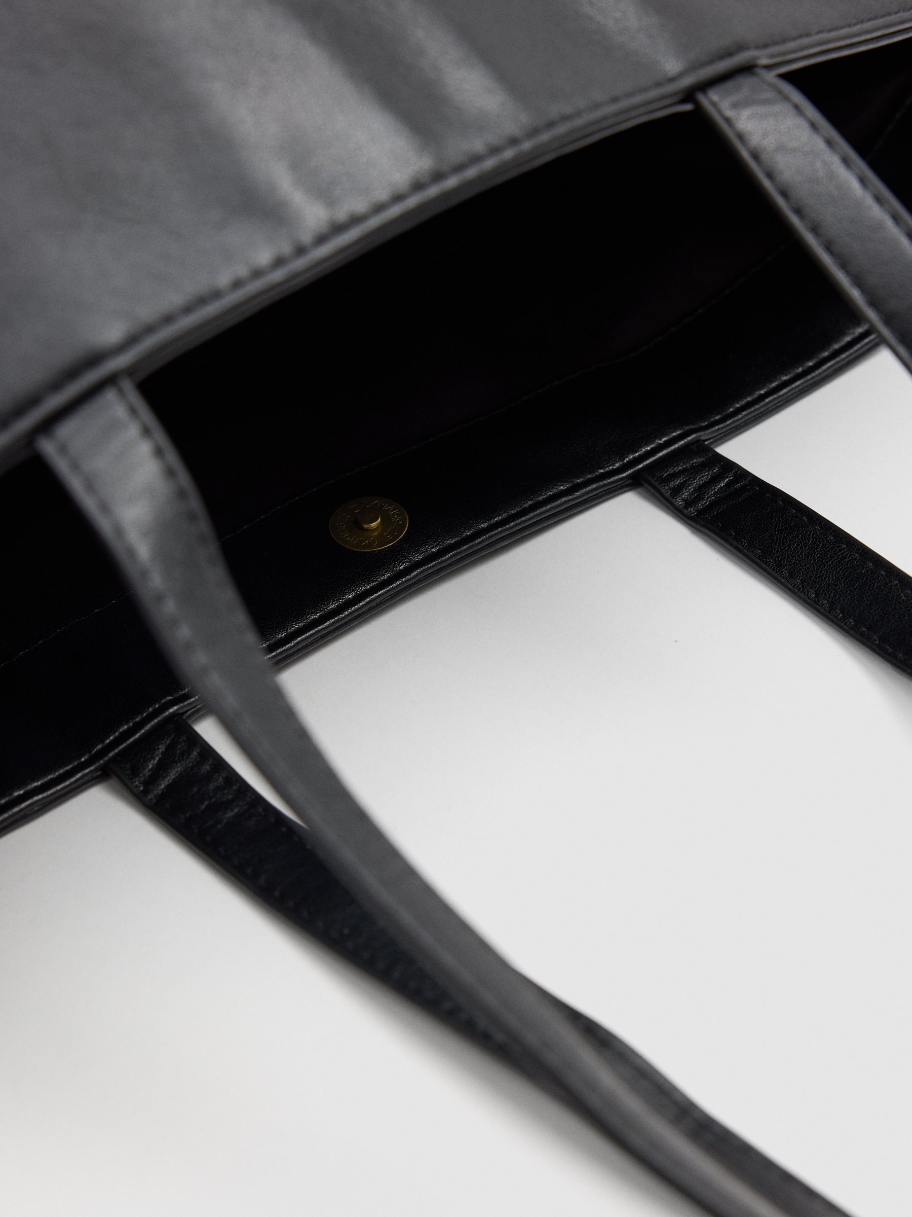 Shopper bag canvas leather effect black front view