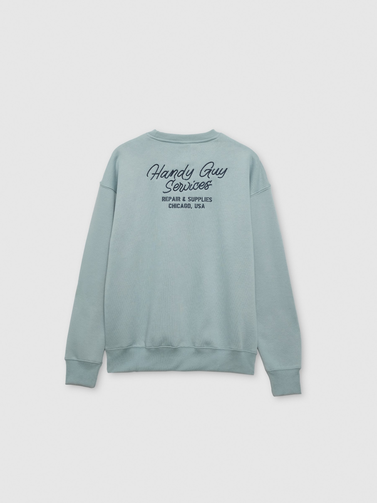 Oversized fleece sweatshirt blue back view