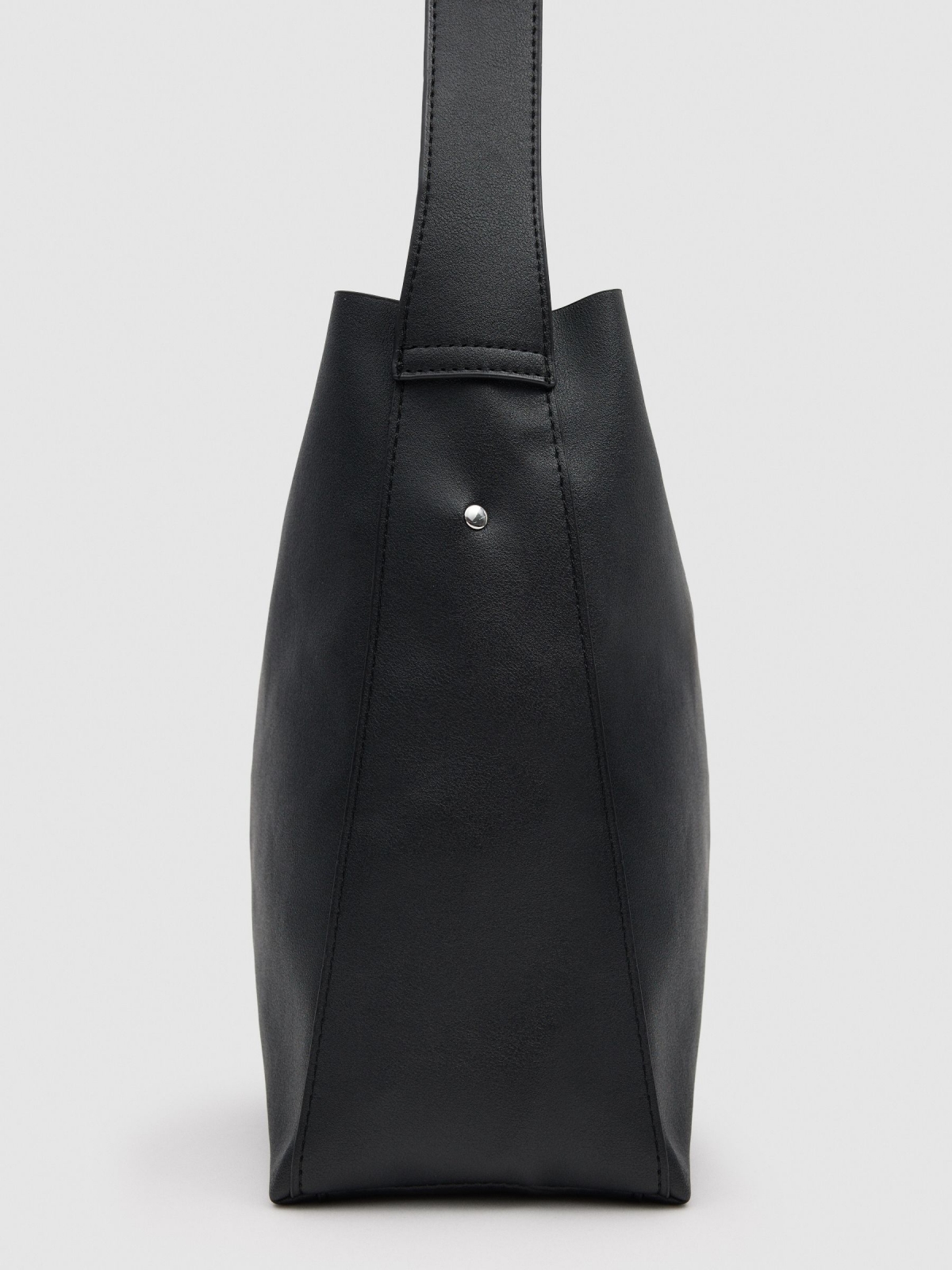 Bolsa efeito pele preta preto vista interior