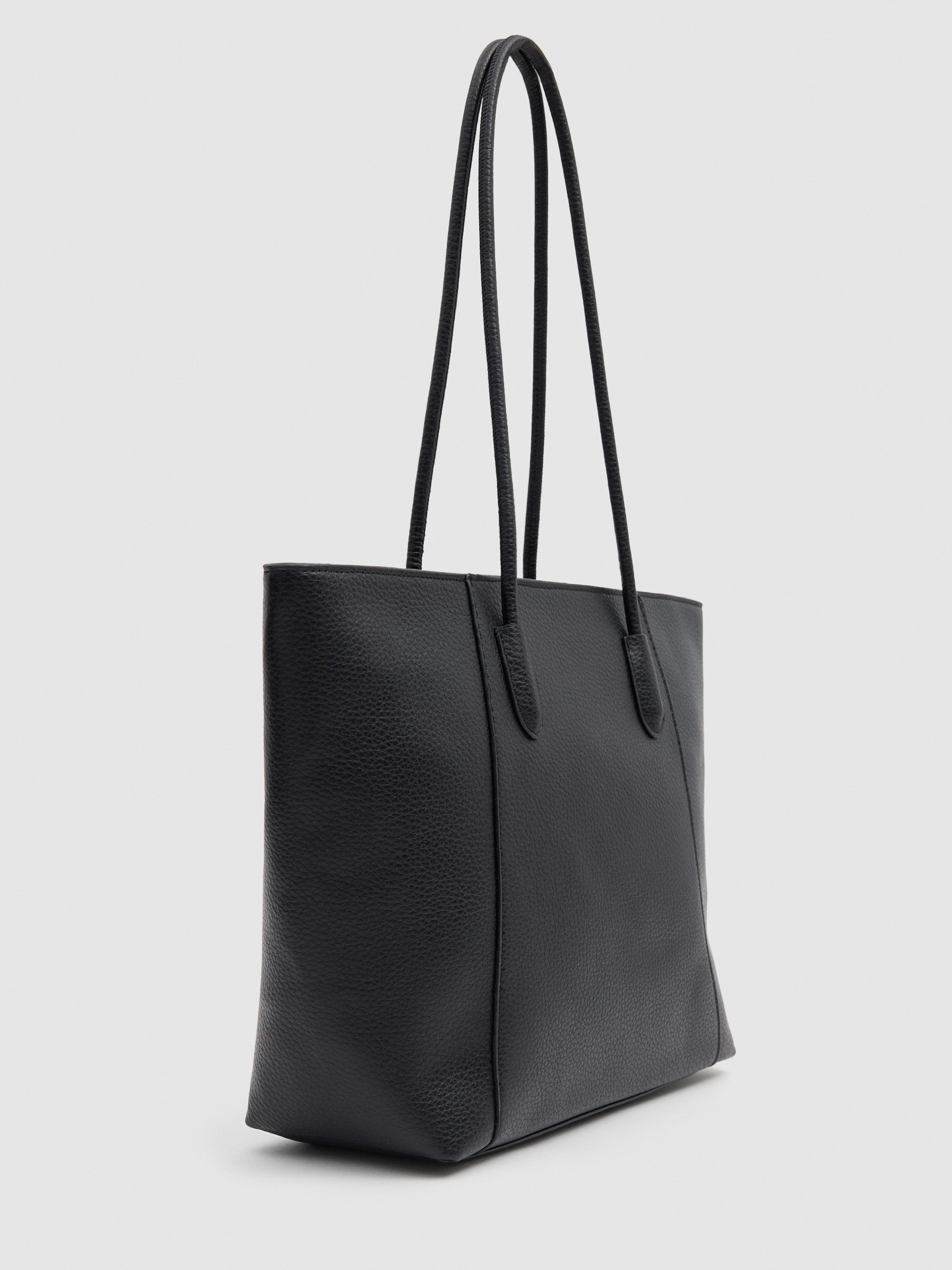 Bolso shopper efecto piel negro vista general frontal