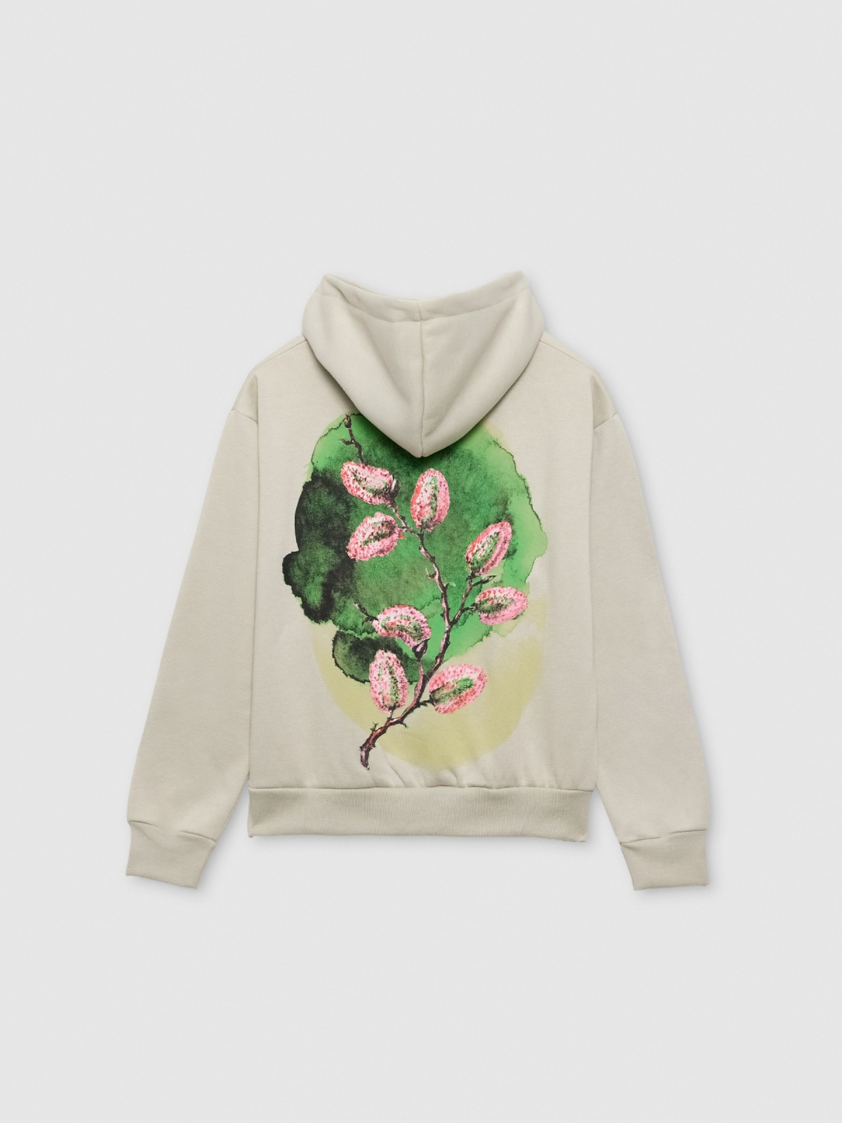 Sudadera felpa con capucha crudo vista trasera