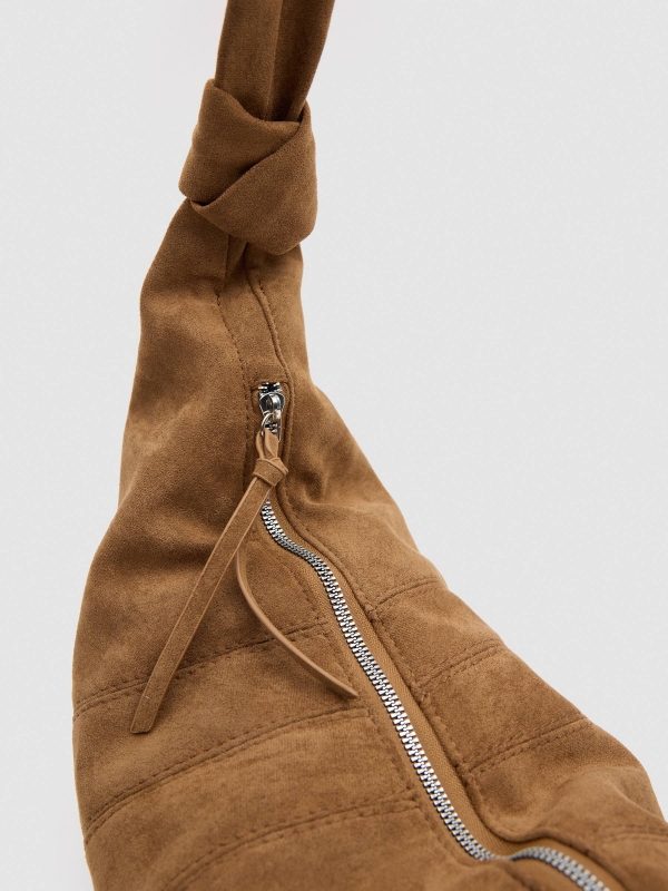 Brown faux leather bag brown 45º side view