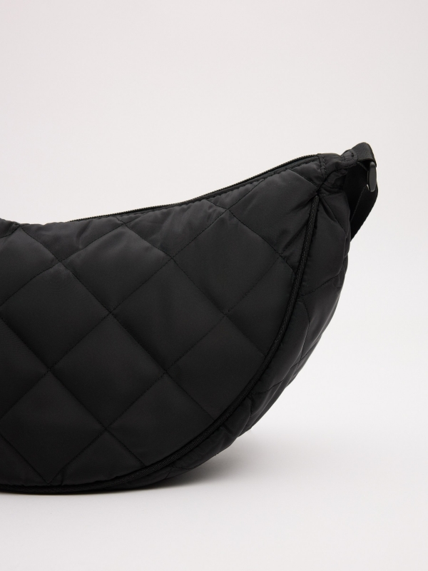 Quilted nylon bag black back view