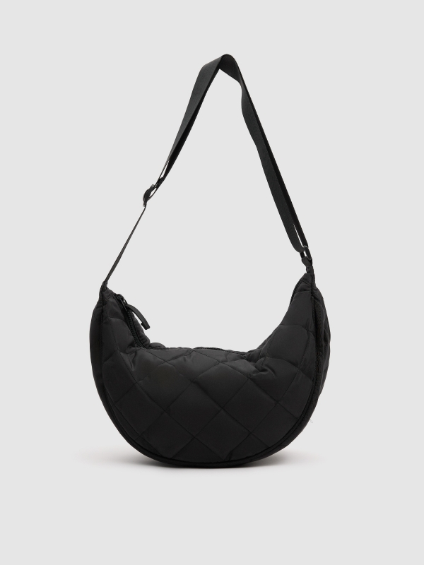 Bolso nylon acolchado negro vista lateral 45º