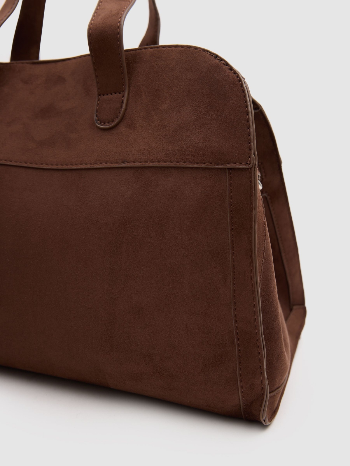 Brown faux leather bag brown detail view