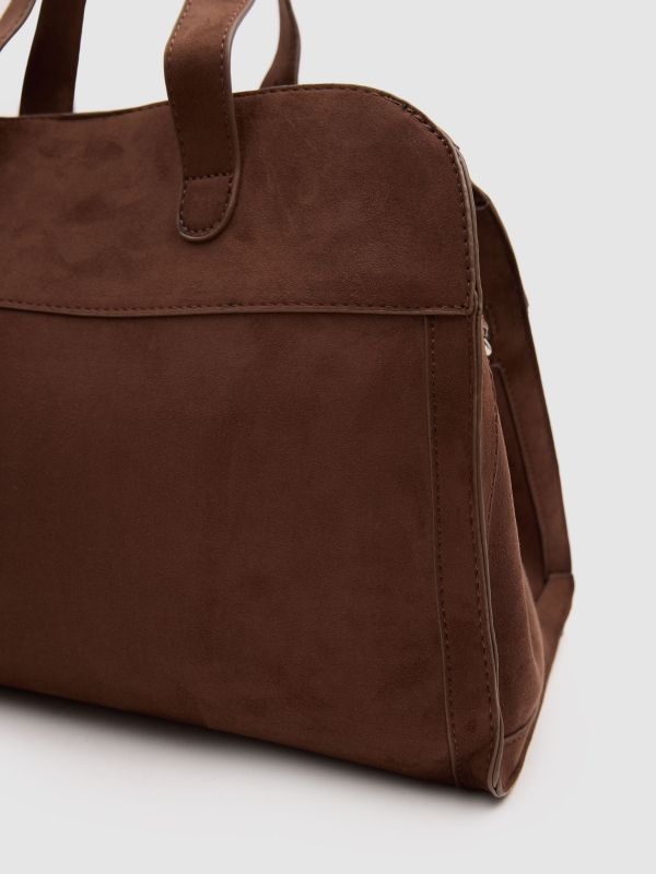 Brown faux leather bag brown detail view