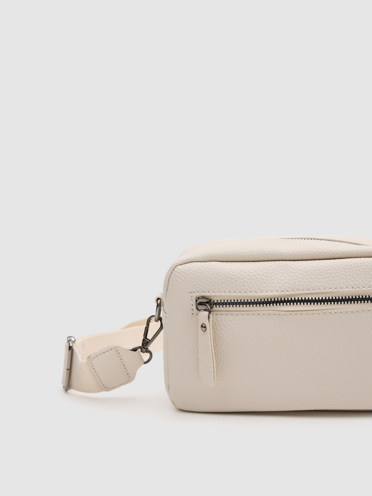 Crossbody bag with leather effect off white back view