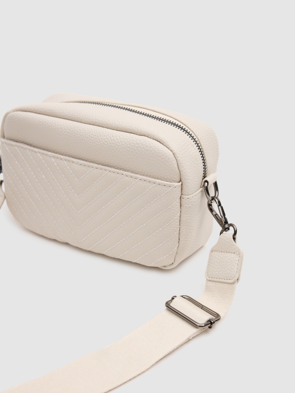 Crossbody bag with leather effect off white 45º side view