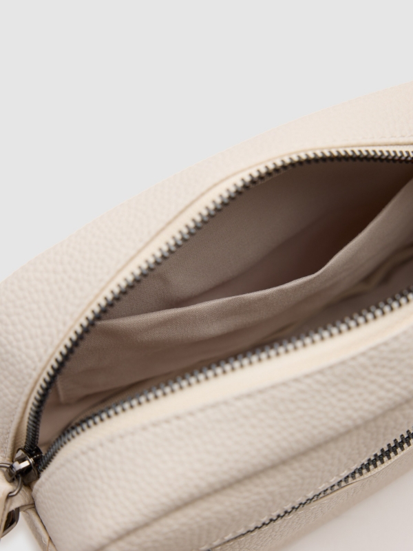 Crossbody bag with leather effect off white detail view