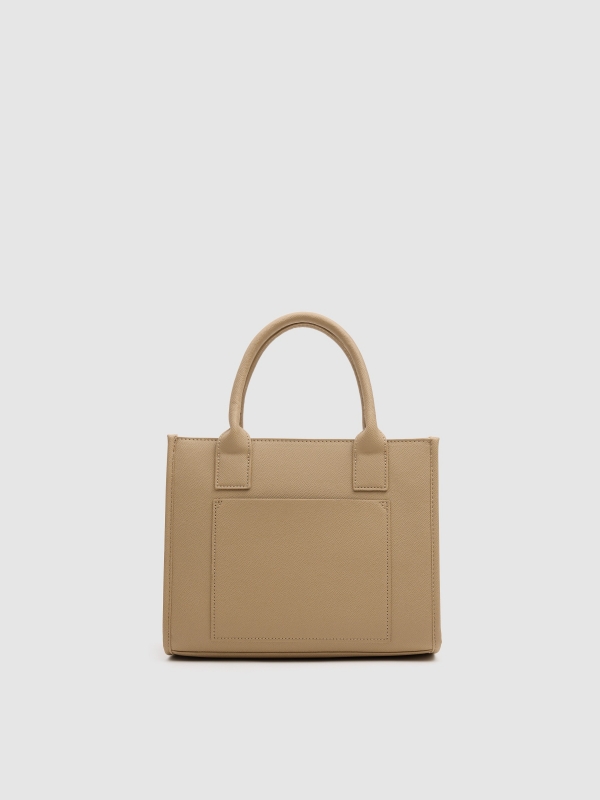 Bolsa efeito pele bege bege vista geral traseira