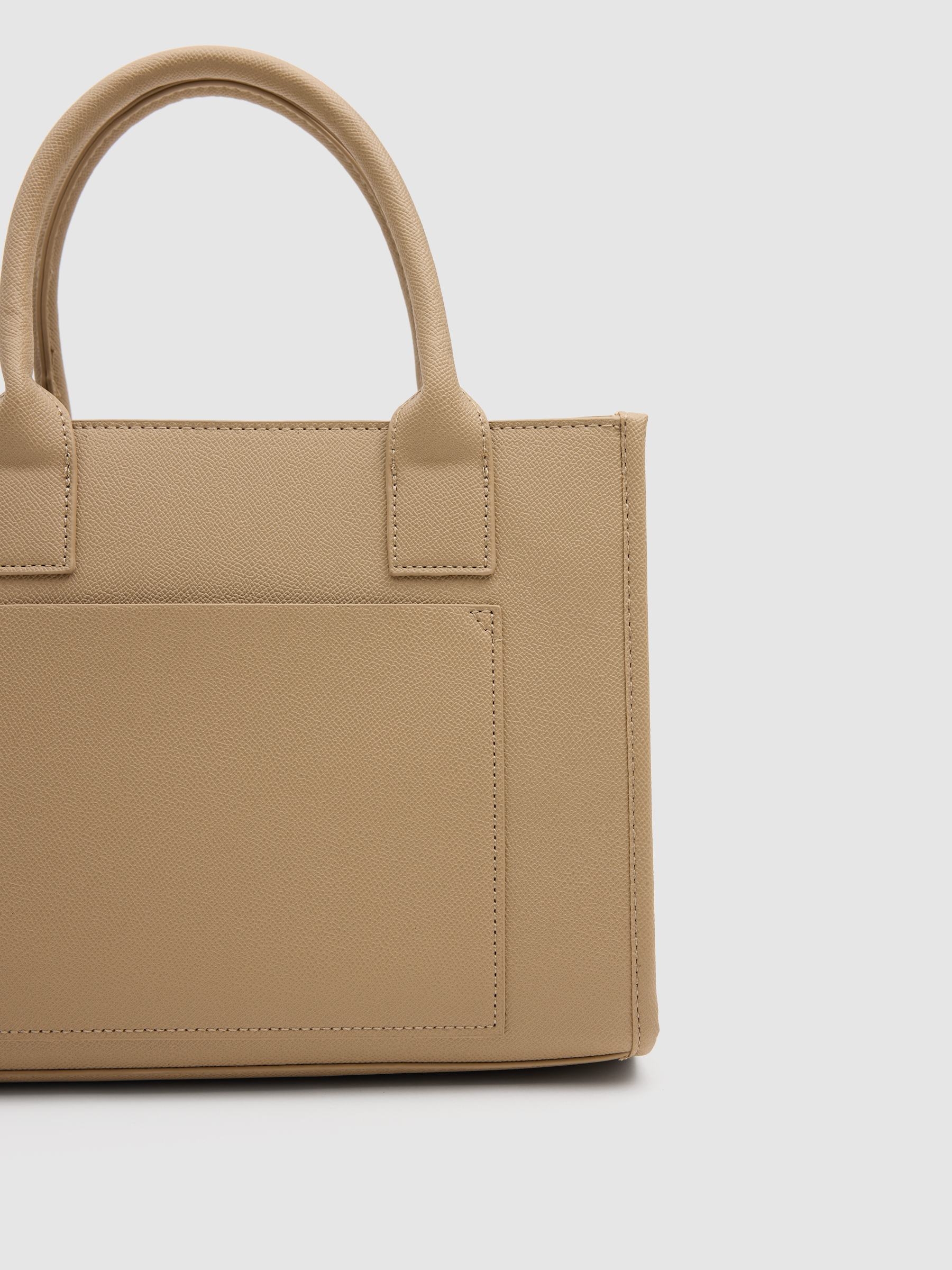 Bolsa efeito pele bege bege vista geral frontal