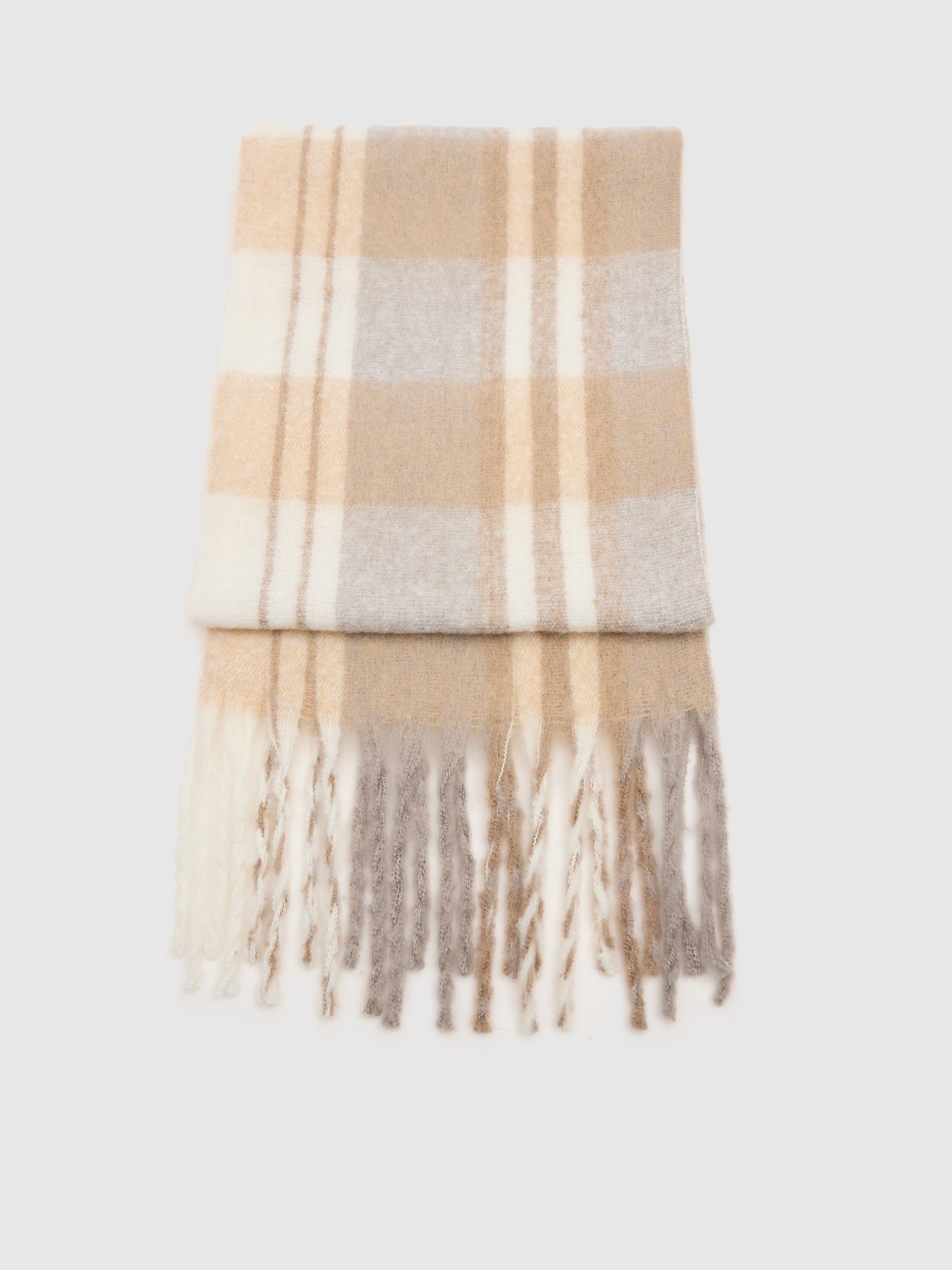 Plaid blanket-type scarf multicolor rolled view