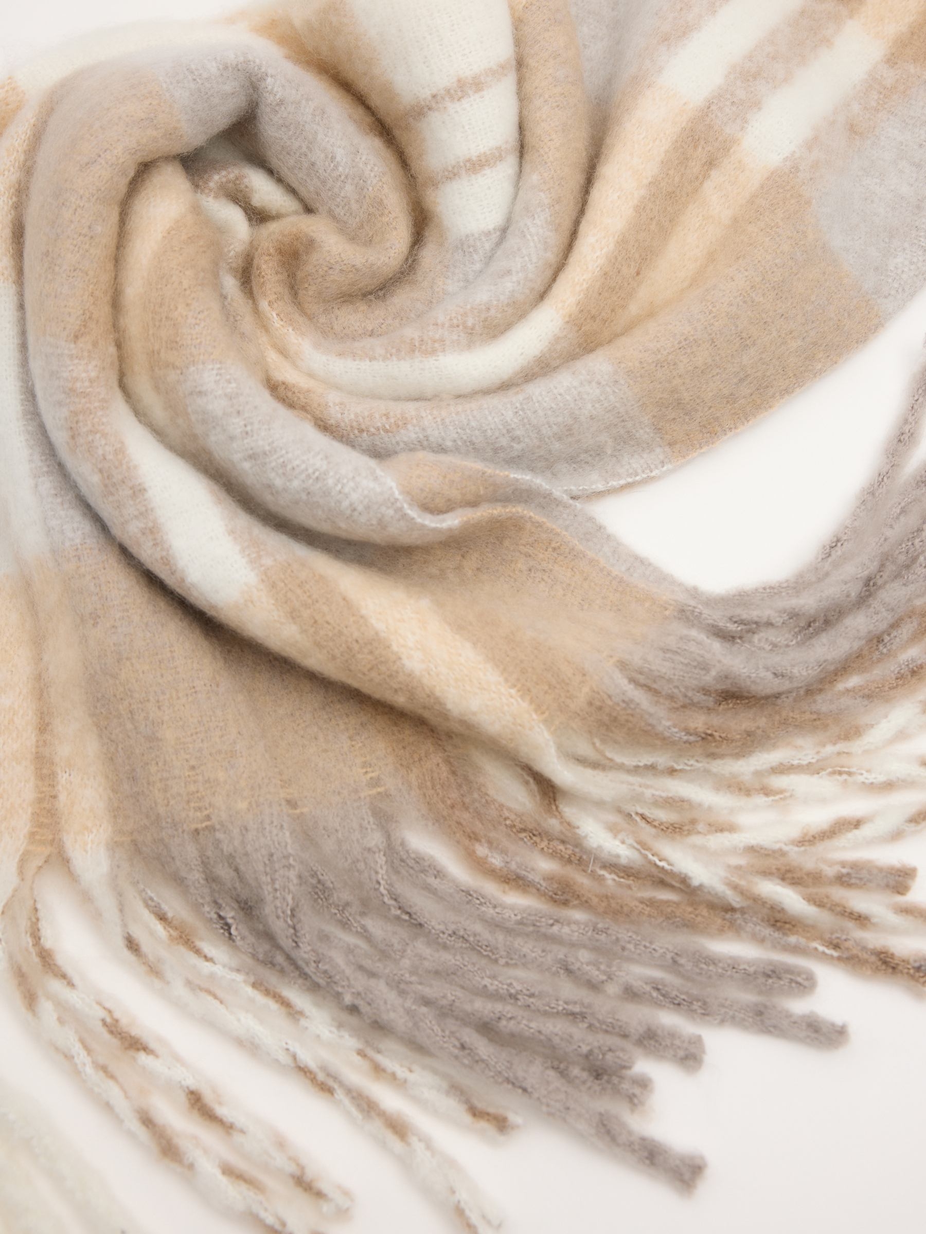 Plaid blanket-type scarf multicolor rolled view