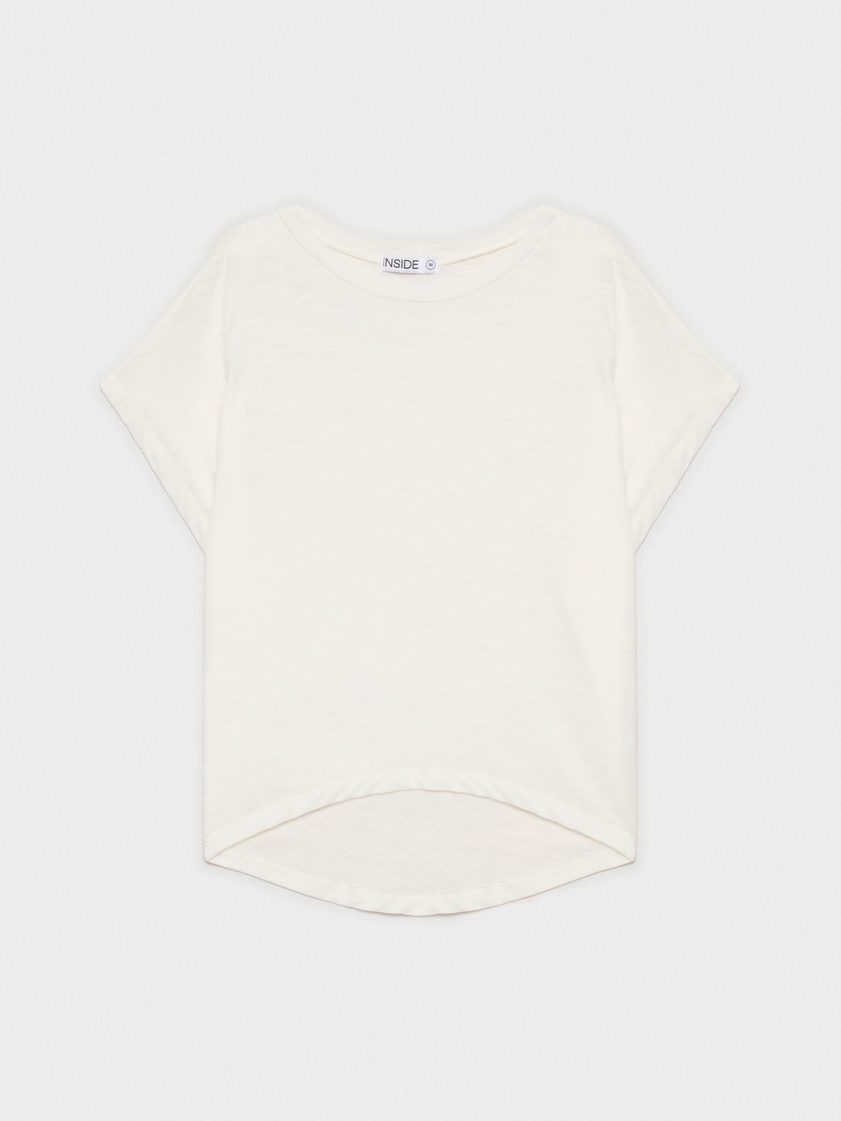 %Pto% Camiseta bajo asimétrico blanco roto vista frontal