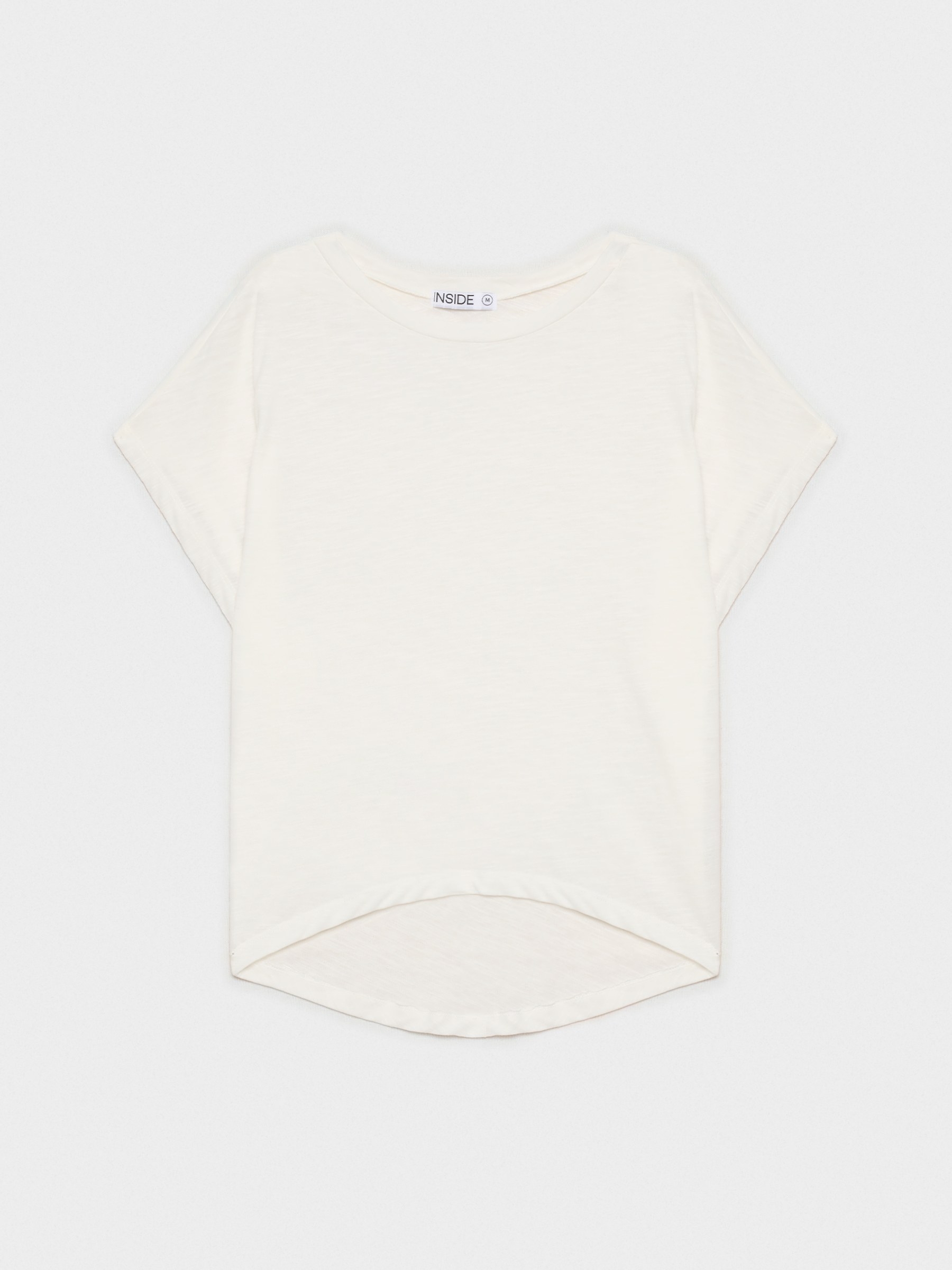 Asymmetric hem shirt off white middle front view