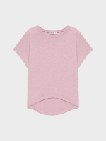 %Pto% Asymmetric hem shirt mauve front view