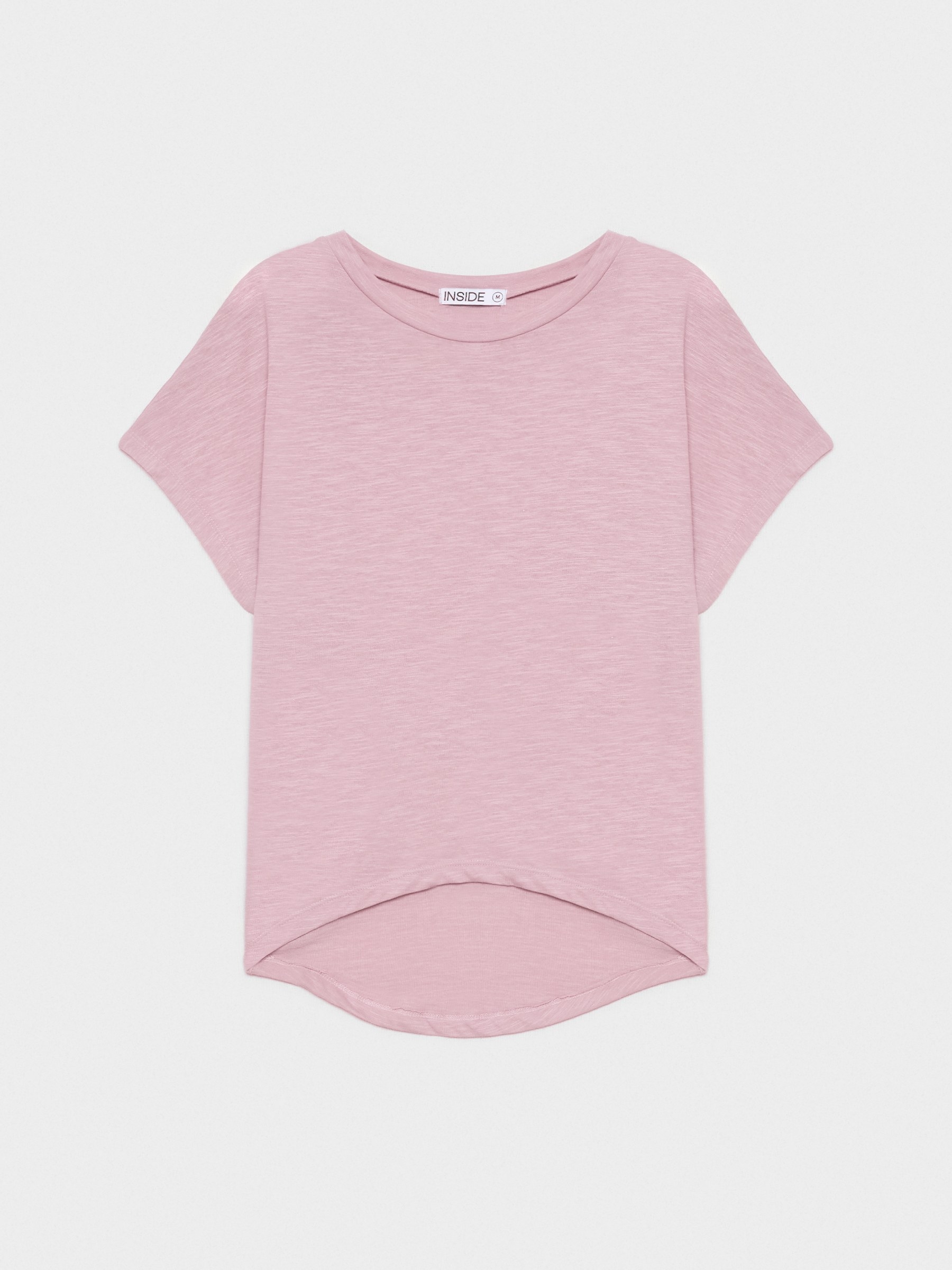 Camiseta com barra assimétrica malva vista meia frontal