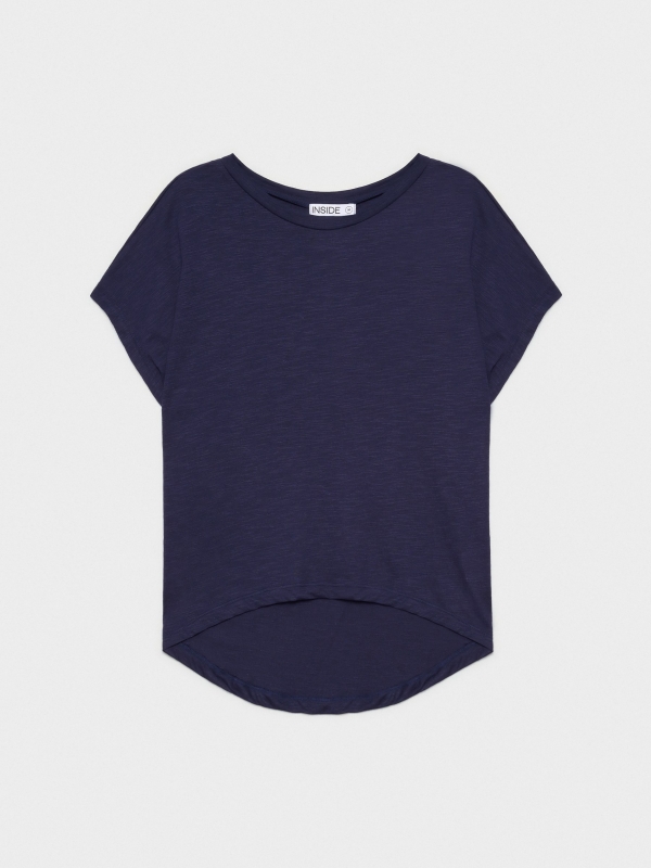  Asymmetric hem shirt navy front view
