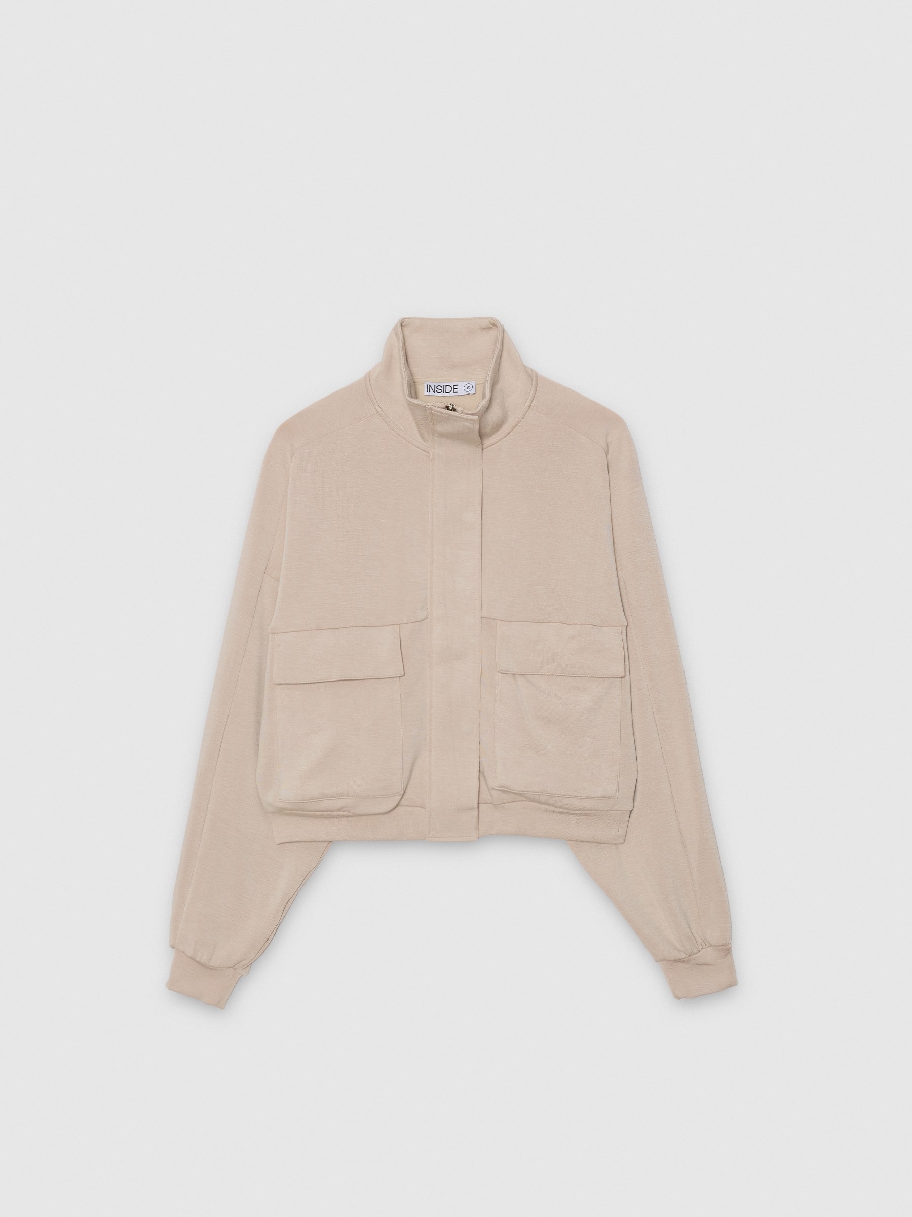  Chaqueta con bolsillos efecto piel beige vista frontal