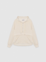 %Pto% Moletom com capuz e zíper off white vista frontal
