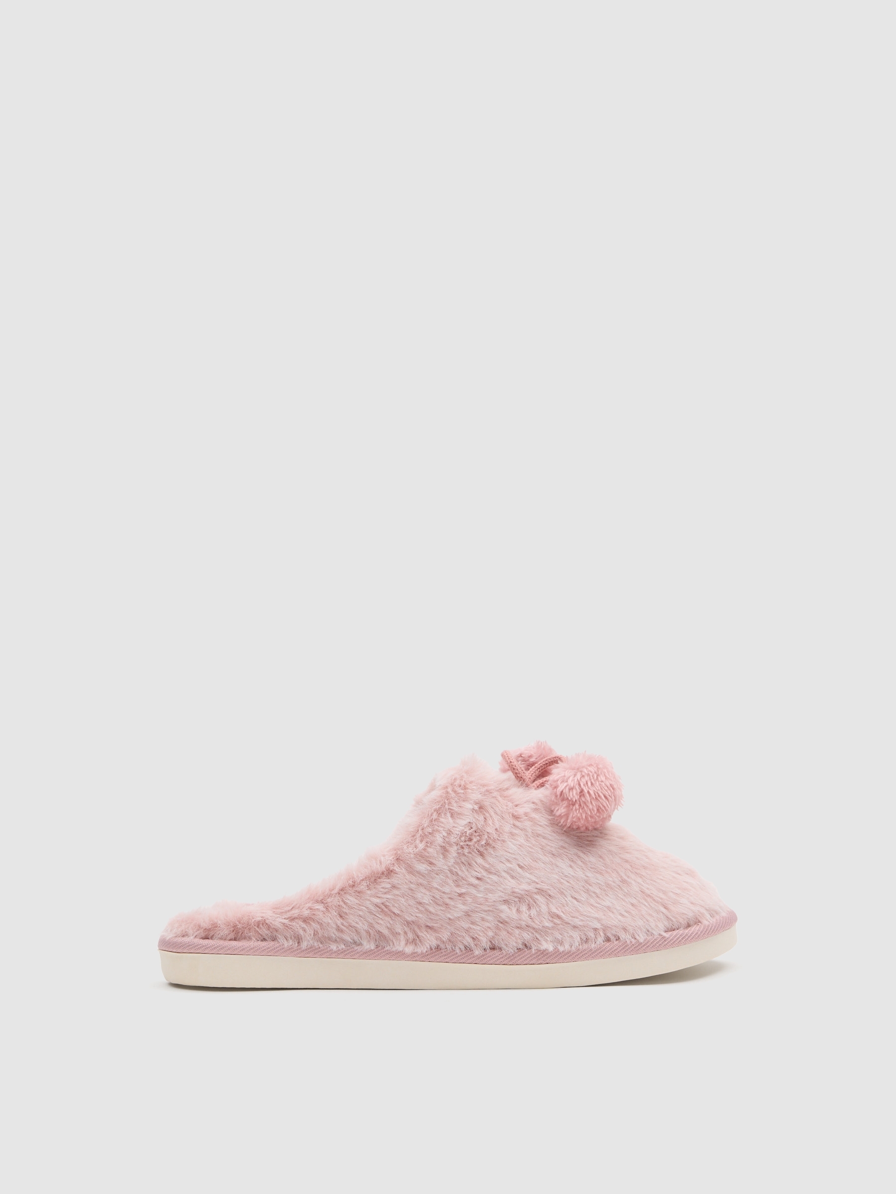 Pom-pom slippers light pink front view
