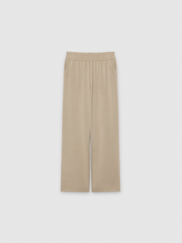  Wide leg cotton sweatpants greyish green front view