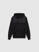 %Pto% Sports hoodie with leather effect black front view