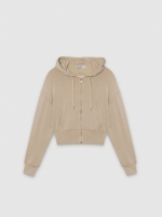 %Pto% Sudadera con capucha y cremallera verde grisáceo vista frontal