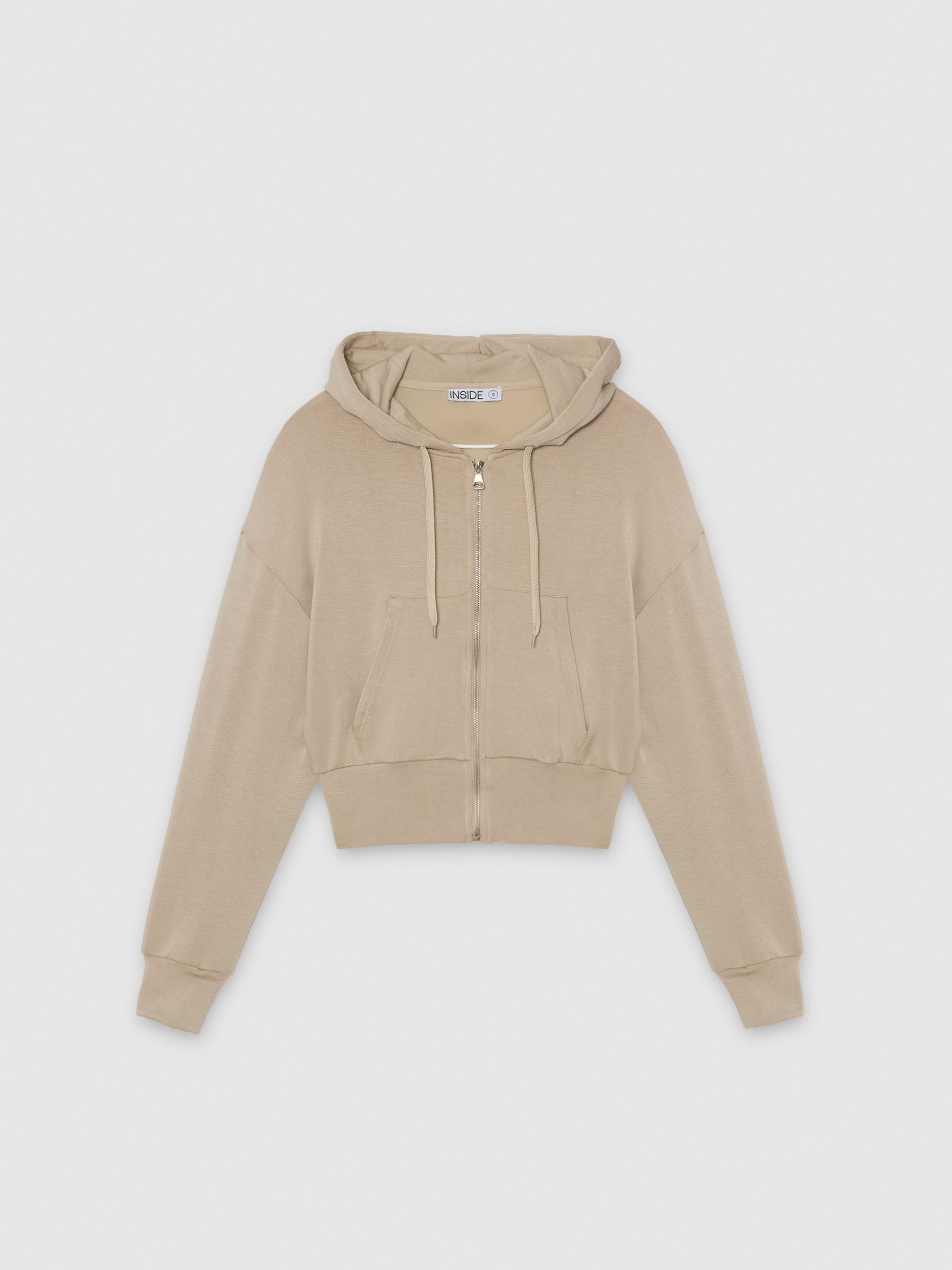  Sudadera con capucha y cremallera verde grisáceo vista frontal