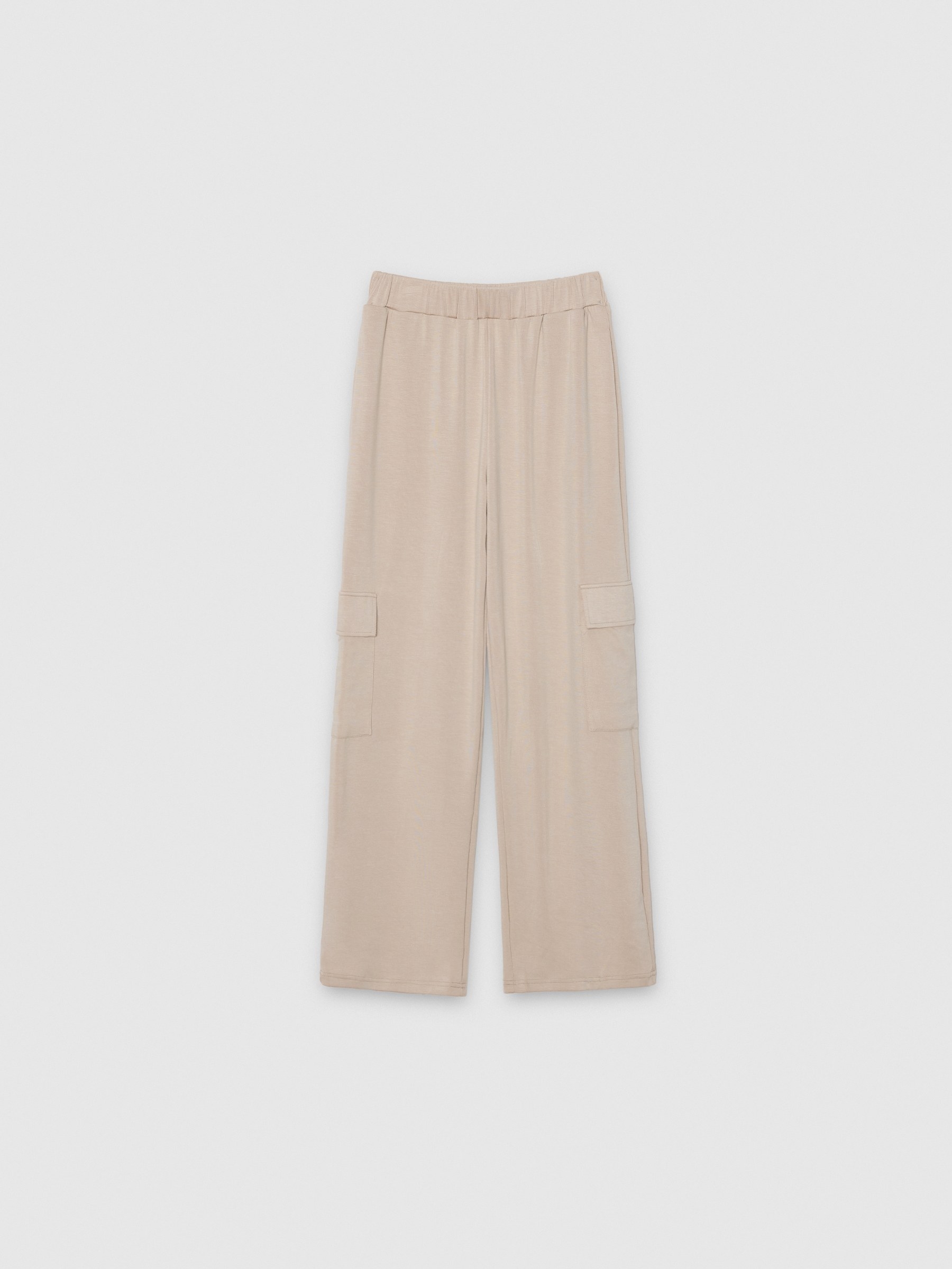  Pantalón chándal wide leg beige beige vista frontal