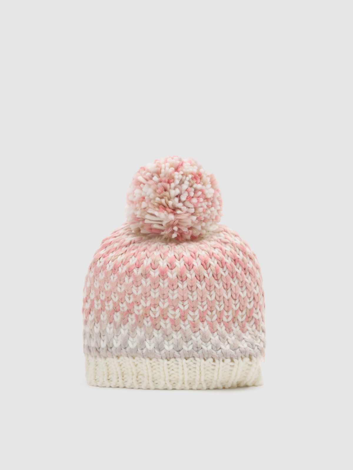Multicolor nude pompom hat multicolor 45º front view