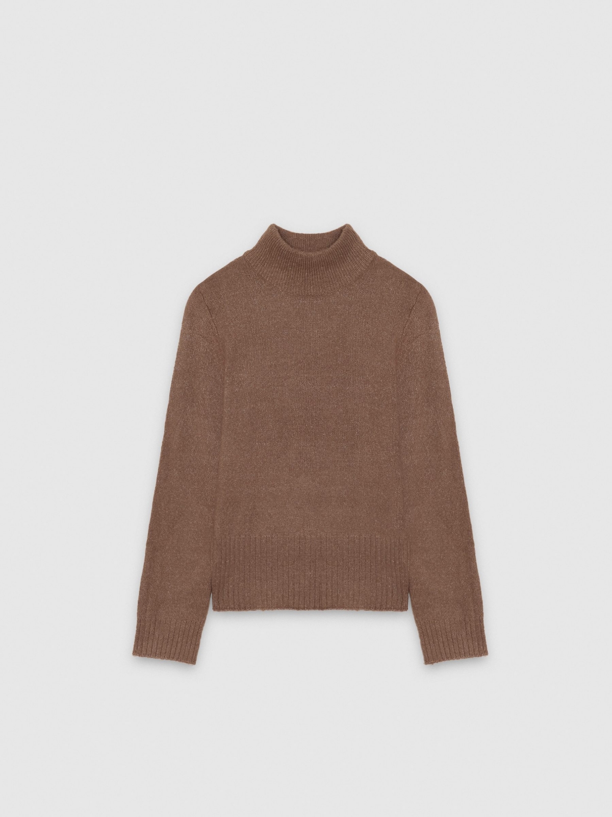 %Pto% Jersey casual cuello vuelto slim marrón tostado vista frontal