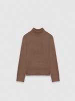 %Pto% Slim turtleneck casual jersey dark brown front view