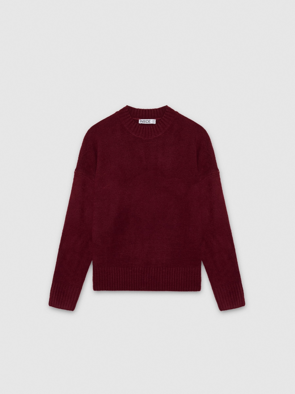 %Pto% Casual jersey knit round neck garnet front view