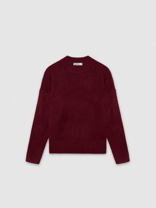  Casual jersey knit round neck garnet front view
