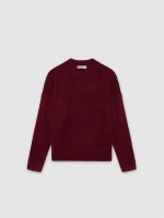 %Pto% Casual jersey knit round neck garnet front view
