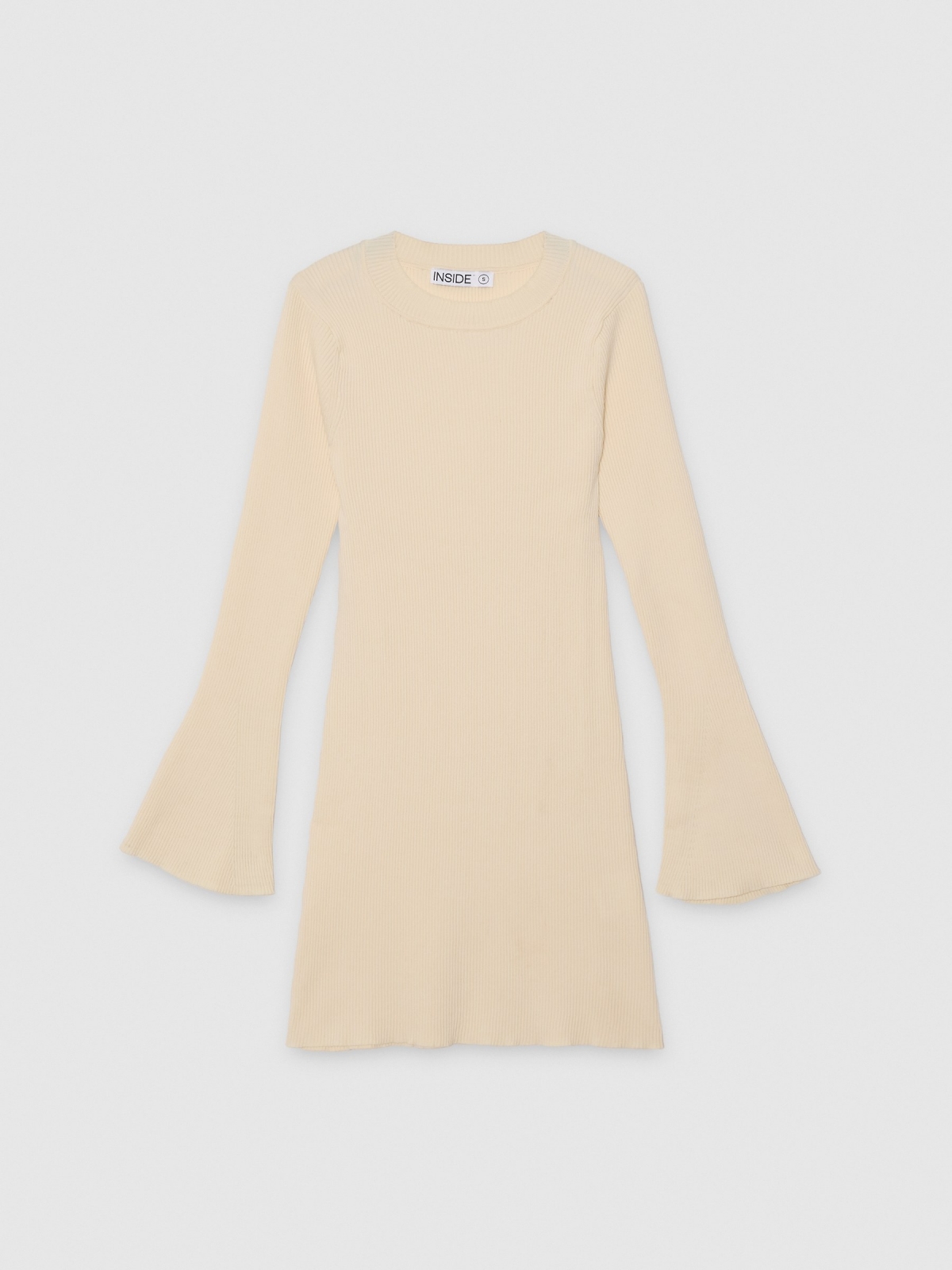 %Pto% Mini dress with flared sleeves raw front view